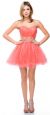 Main image of Strapless Beaded Waist Short Tulle Party Prom Dress